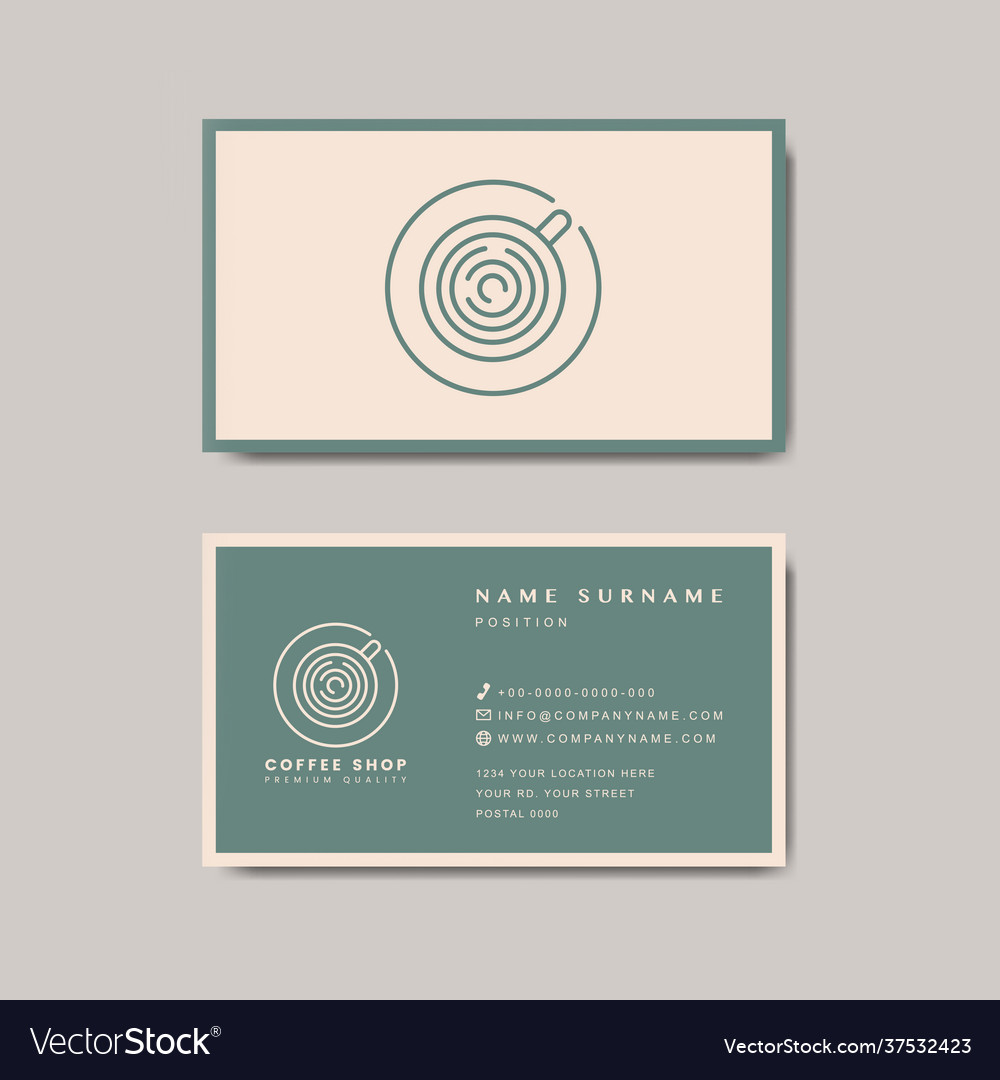 Coffee shop business card template Royalty Free Vector Image Intended For Coffee Business Card Template Free