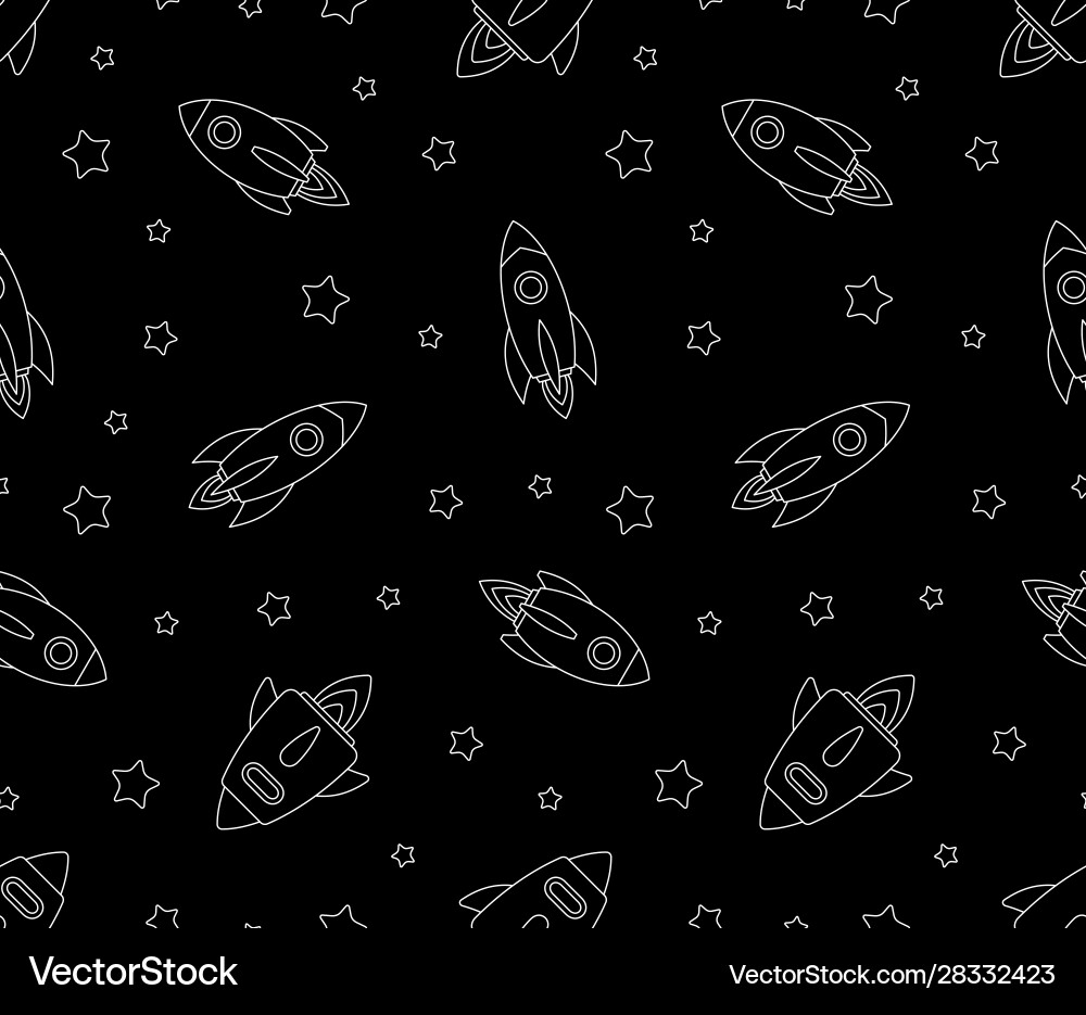 Seamless pattern with rockets Royalty Free Vector Image
