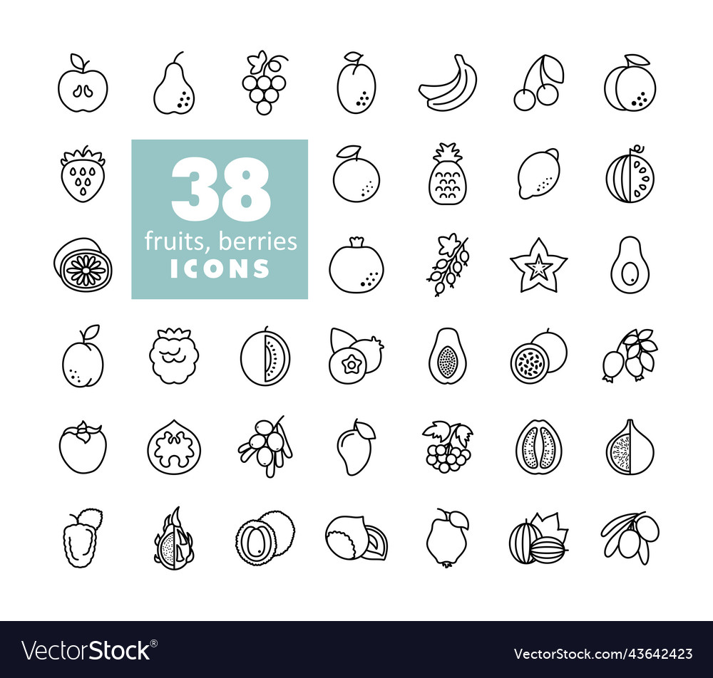 Set of fruits and berries icons Royalty Free Vector Image