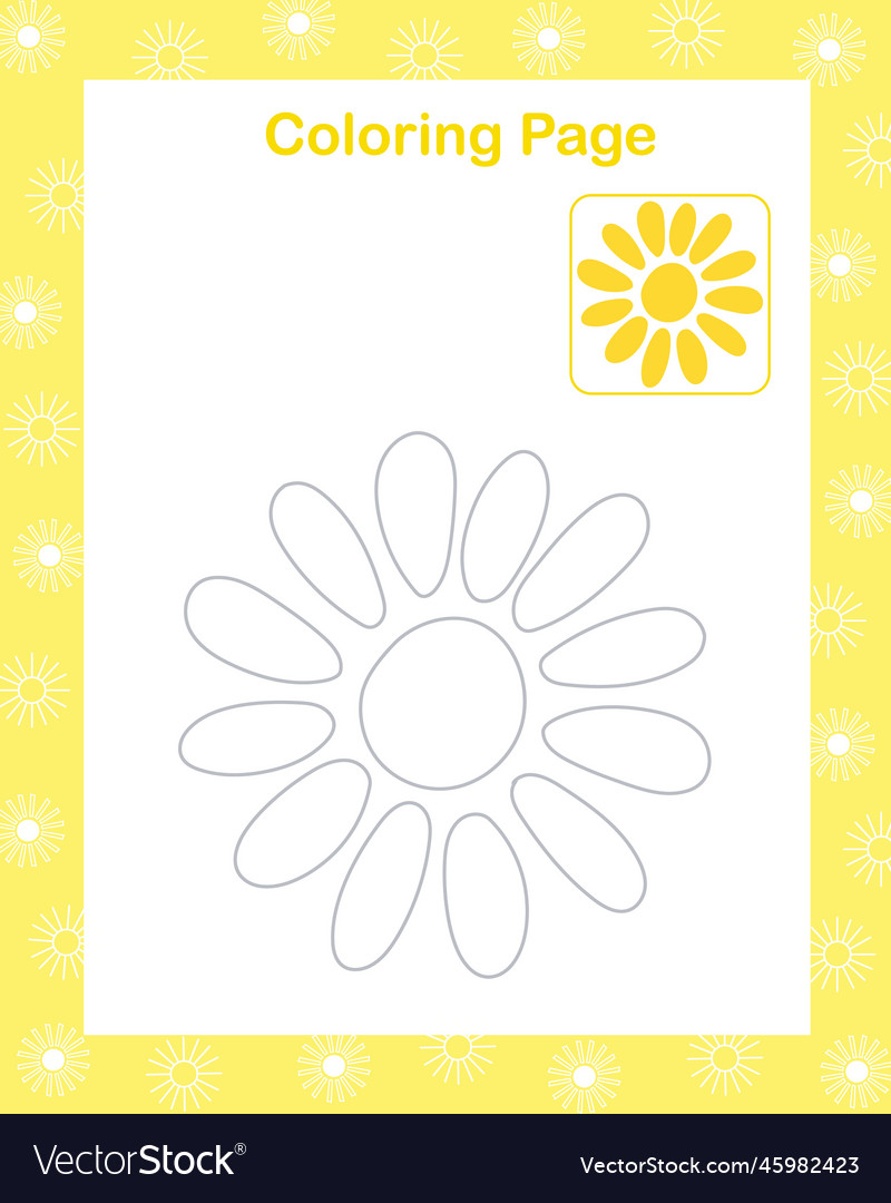 Sun simple outline cartoon coloring page Vector Image