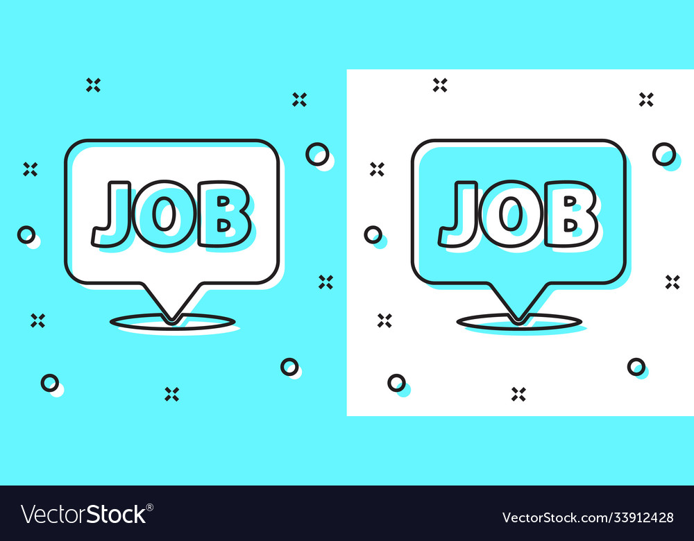 Black line speech bubble with job icon isolated Vector Image