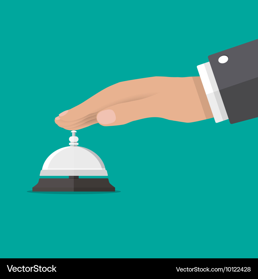 Businessman hand ringing in service bell Vector Image