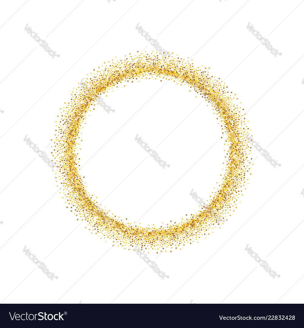 Gold circle glitter frame golden confetti dots