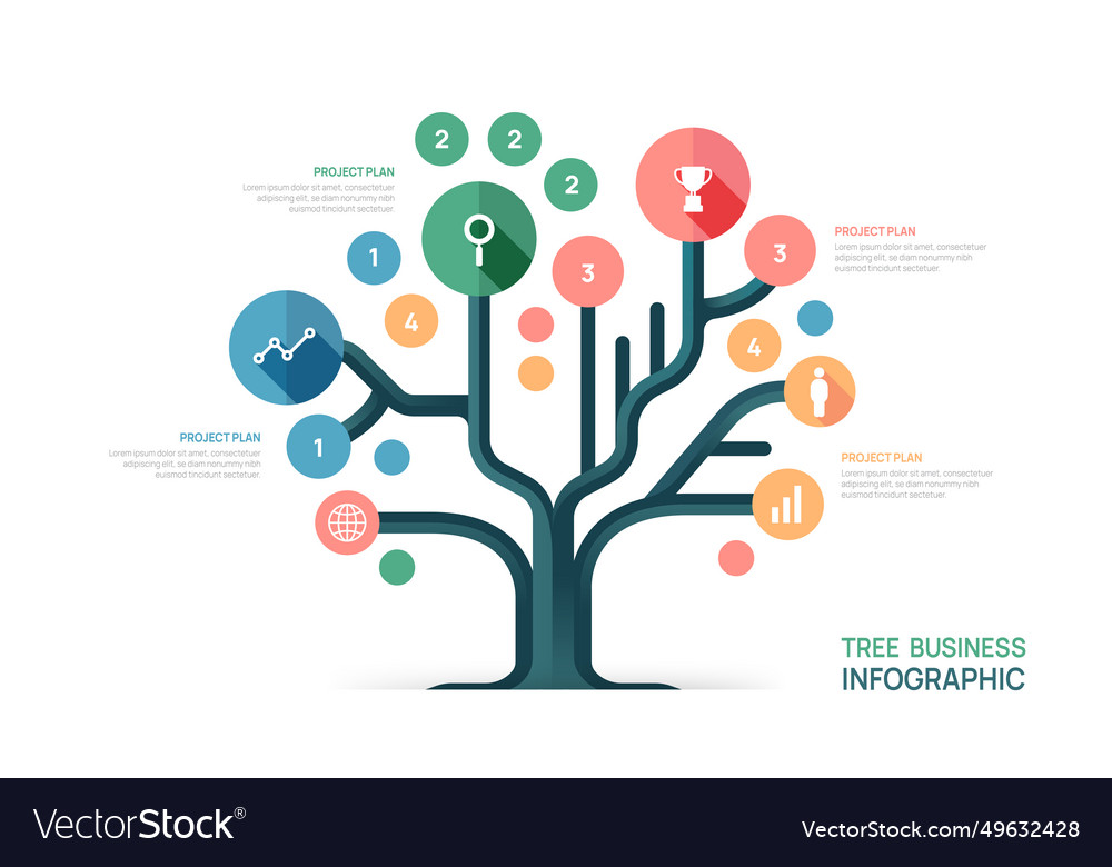 Infographic tree business growth design template Vector Image