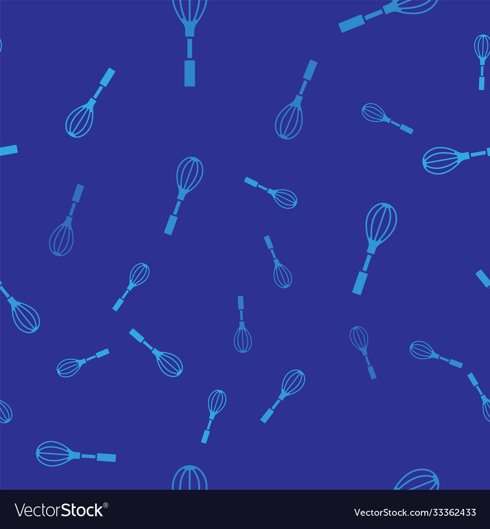 Blue kitchen whisk icon isolated seamless pattern Vector Image