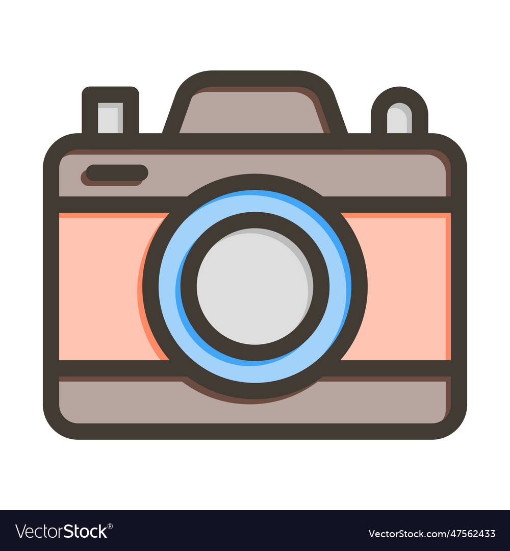 Camera thick line filled colors for personal Vector Image