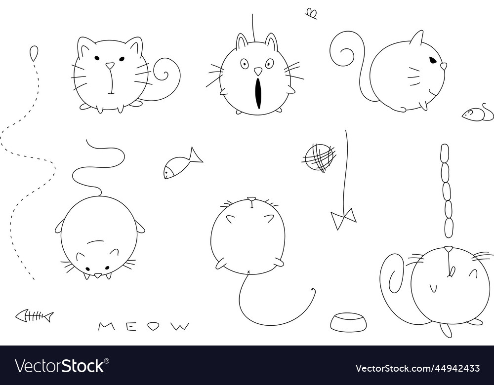 Cats line Royalty Free Vector Image VectorStock