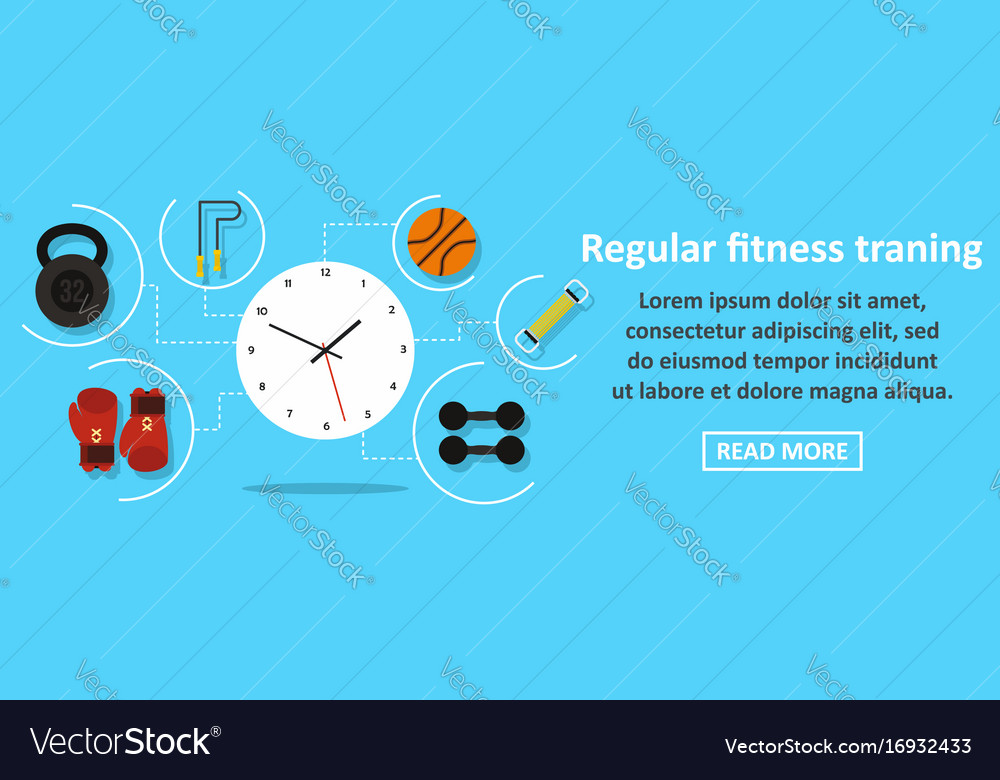 Regular Fitness Training Banner Horizontal Concept