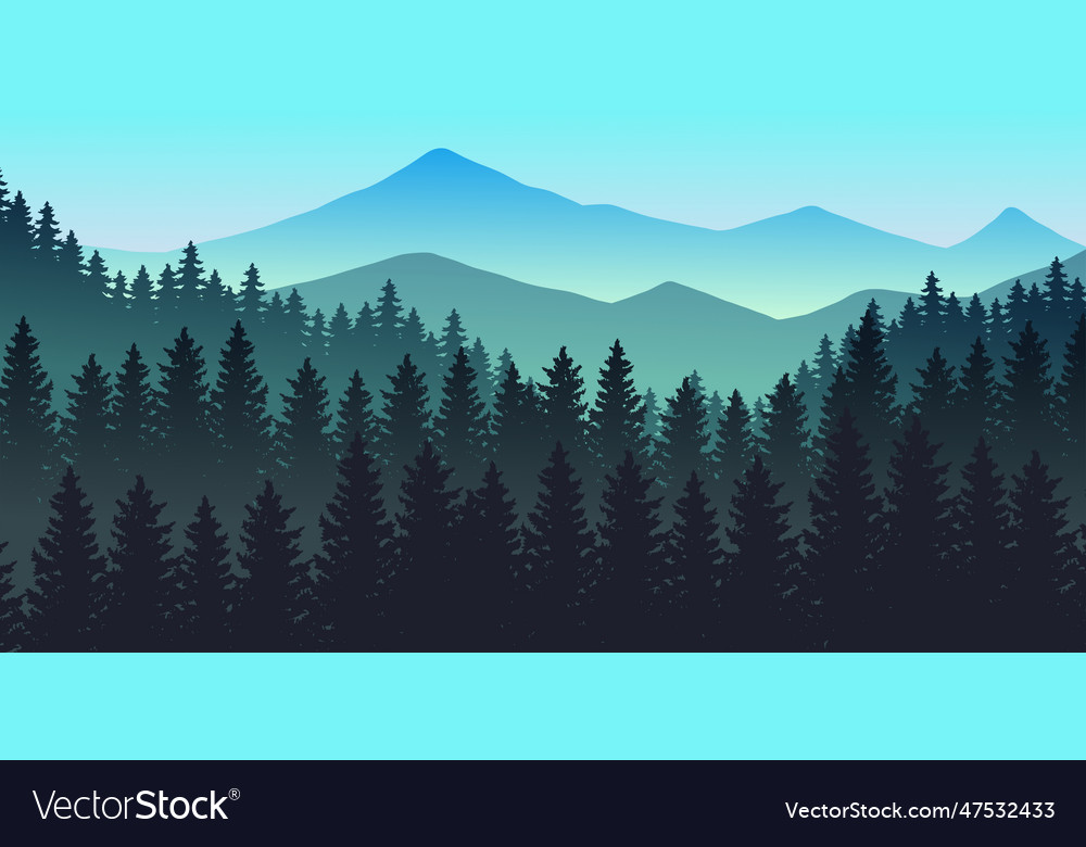 Silhouette of nature landscape Royalty Free Vector Image