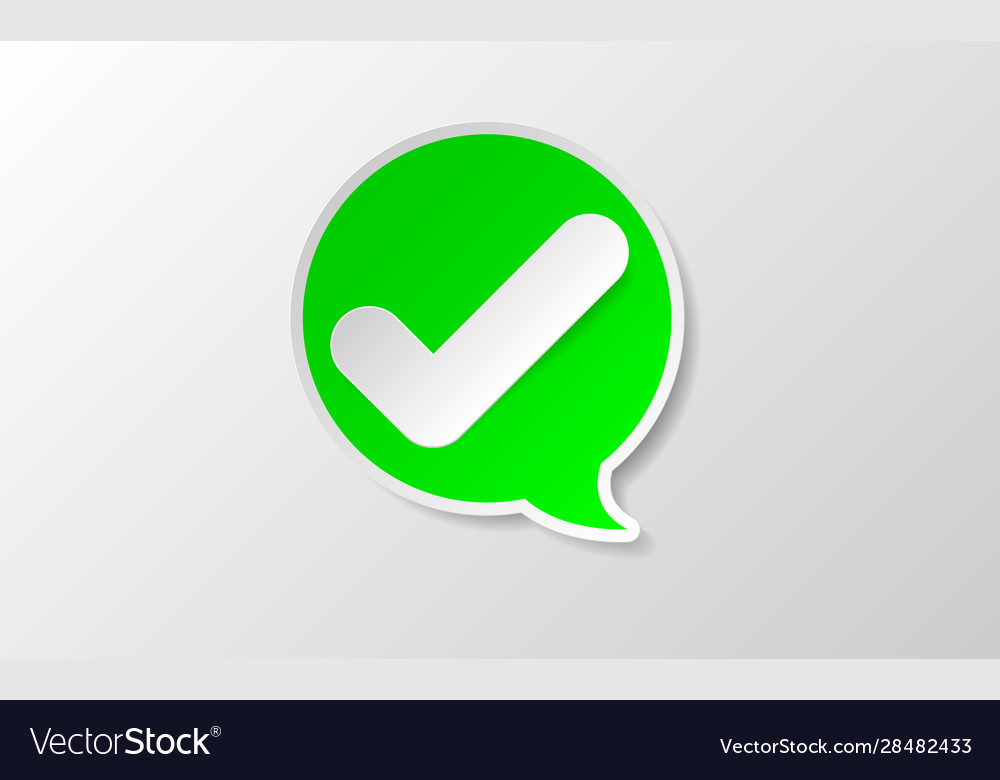 White check icon in green speech symbol