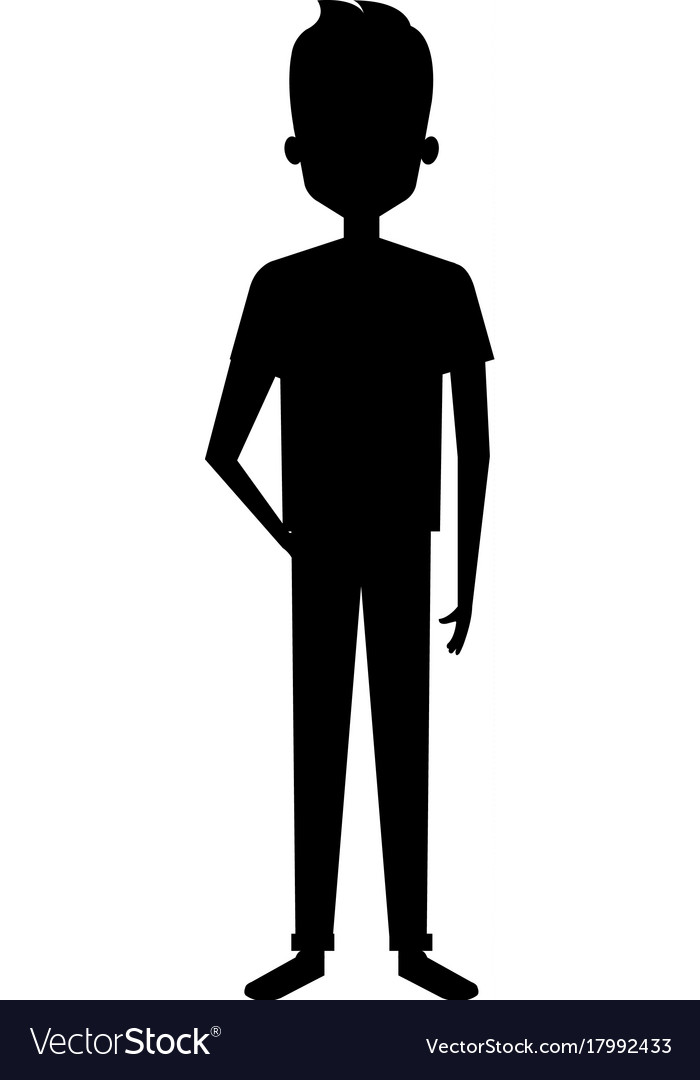 Young man silhouette avatar character Royalty Free Vector