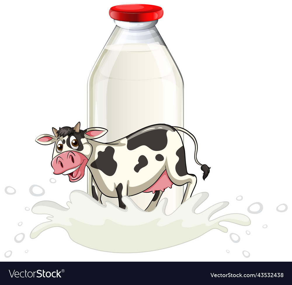 A cow with dairy milk bottle Royalty Free Vector Image