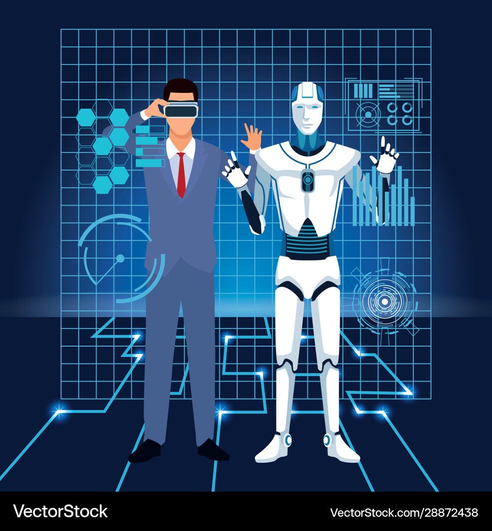 Artificial intelligence technology man using vr Vector Image