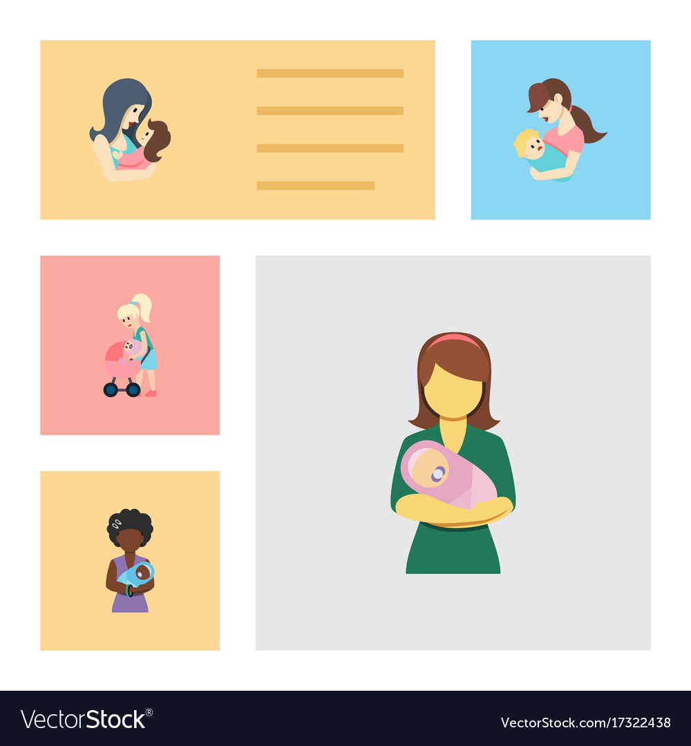 Flat icon mam set of mother woman and other Vector Image