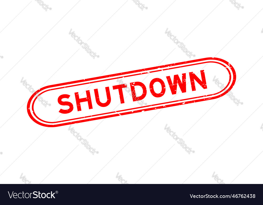 Grunge red shutdown word rubber seal stamp on Vector Image