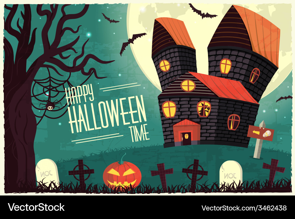 Halloween time background concept in retro style Vector Image