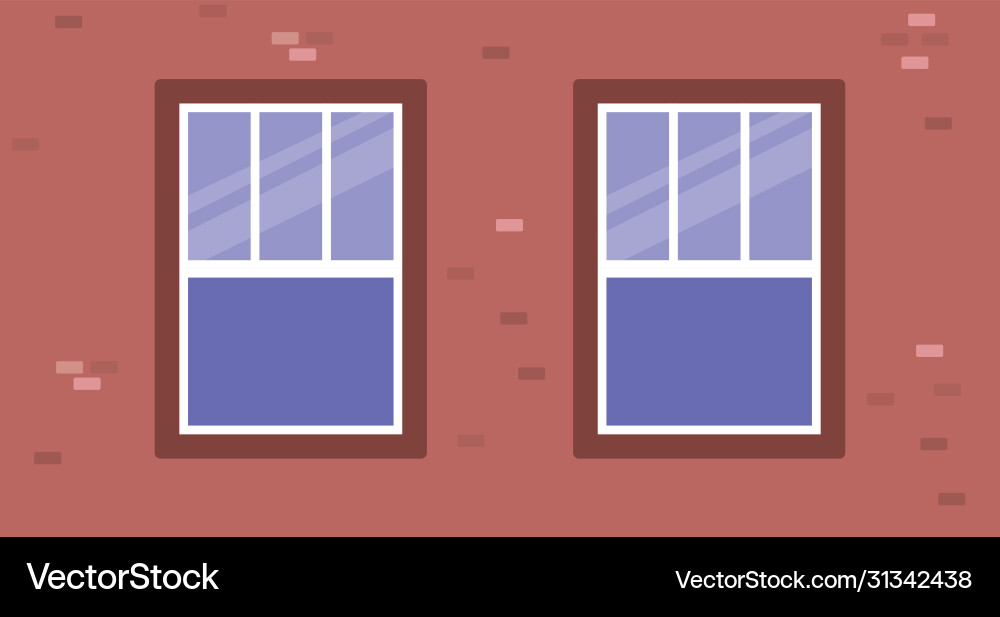Isolated windows outside brown building Royalty Free Vector