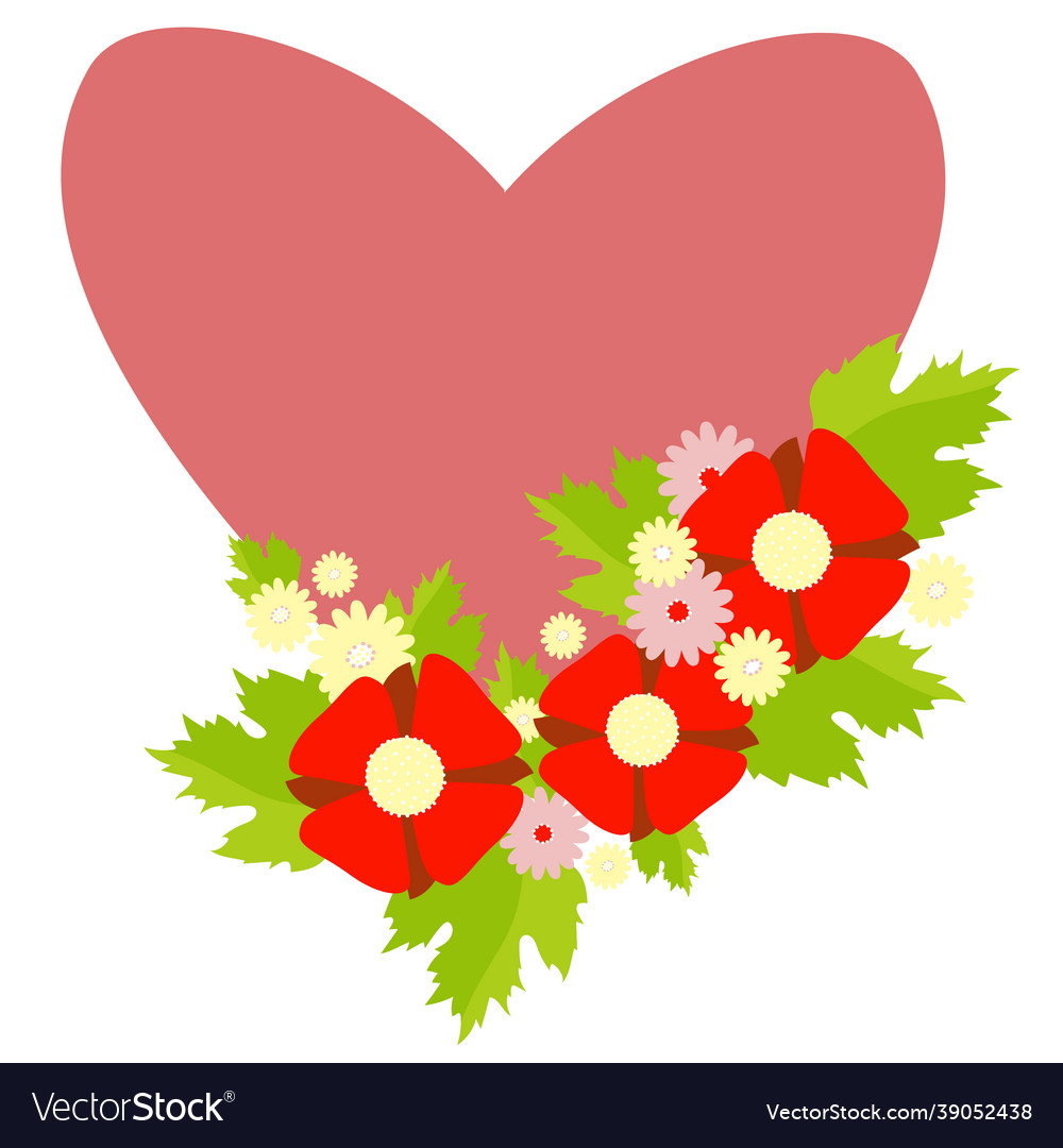 Love symbol heart in floral bouquet of red flower Vector Image