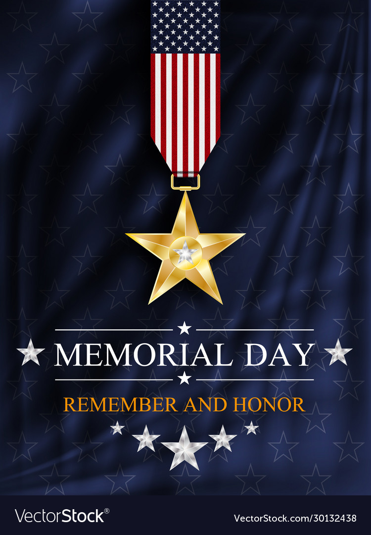 Memorial day card over blue background