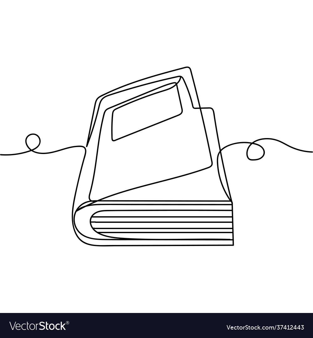 Continuous One Line Drawing Open Book Minimal Vector Image