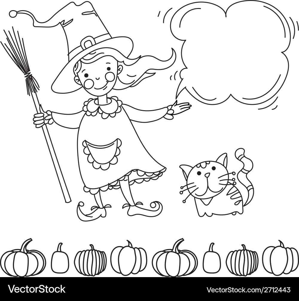 Cute Witch Banner For Your Design Royalty Free Vector Image