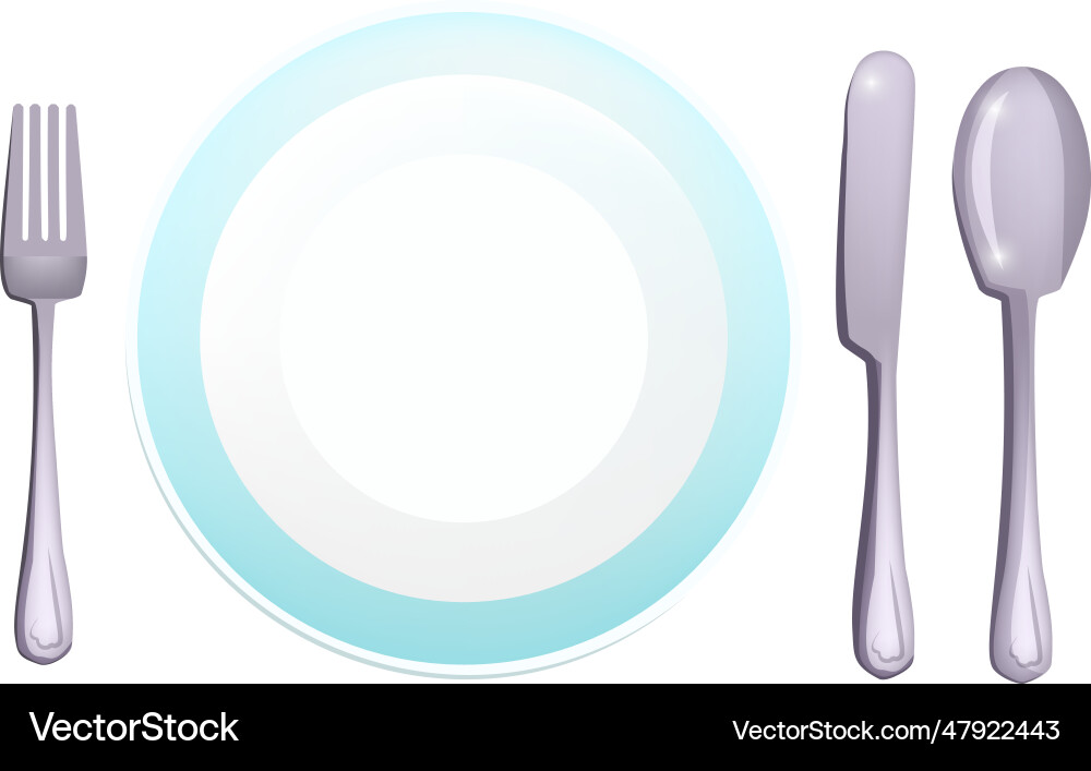 Empty plate fork knife and spoon Royalty Free Vector Image