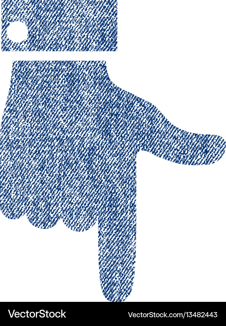 Hand pointer down fabric textured icon Royalty Free Vector