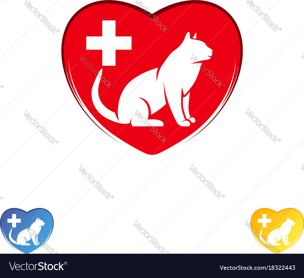 Logo cat in the heart abstract design Royalty Free Vector