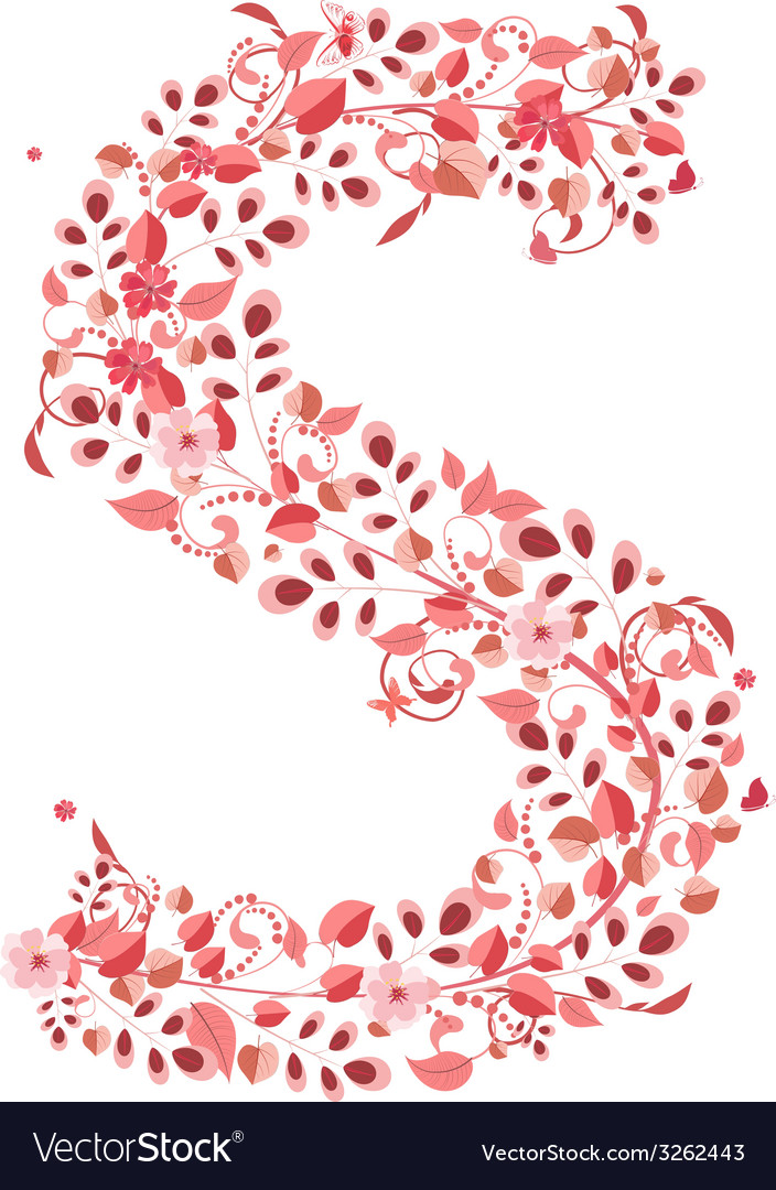 Romantic floral letter S Royalty Free Vector Image