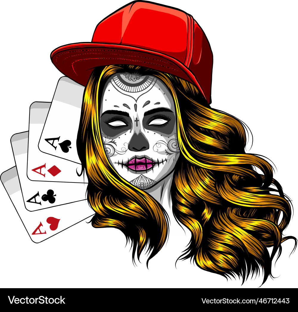 Sugar skull girl on white Royalty Free Vector Image