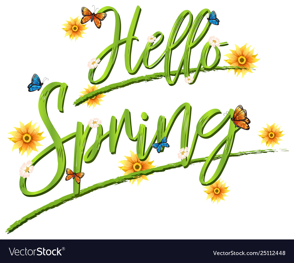 Hello spring font background Royalty Free Vector Image