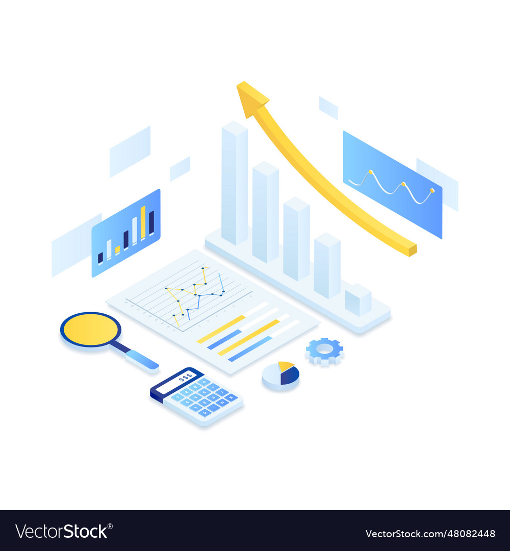 Online audit isometric concept Royalty Free Vector Image