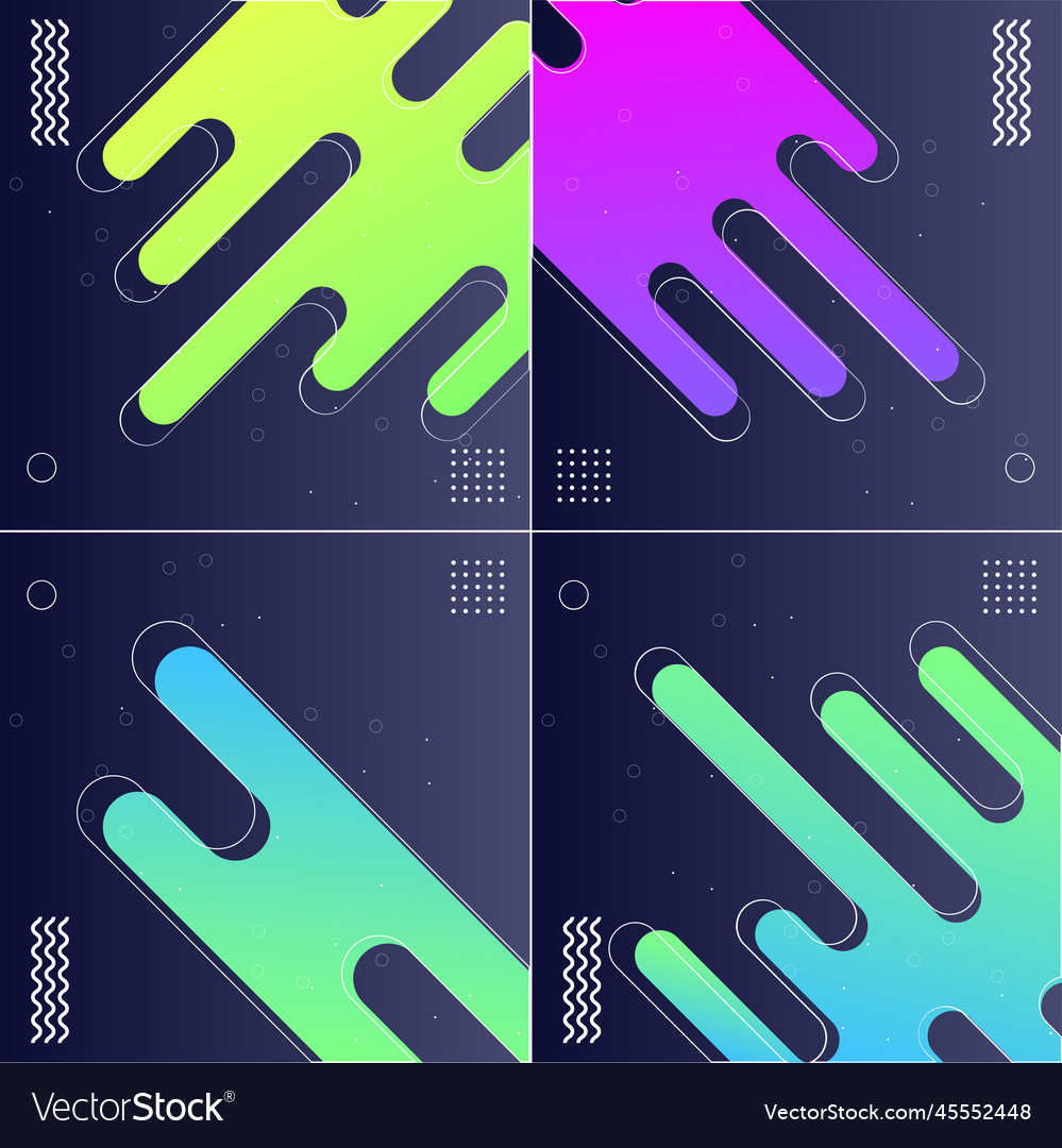 Pack of 4 abstract gradient shape backgrounds Vector Image