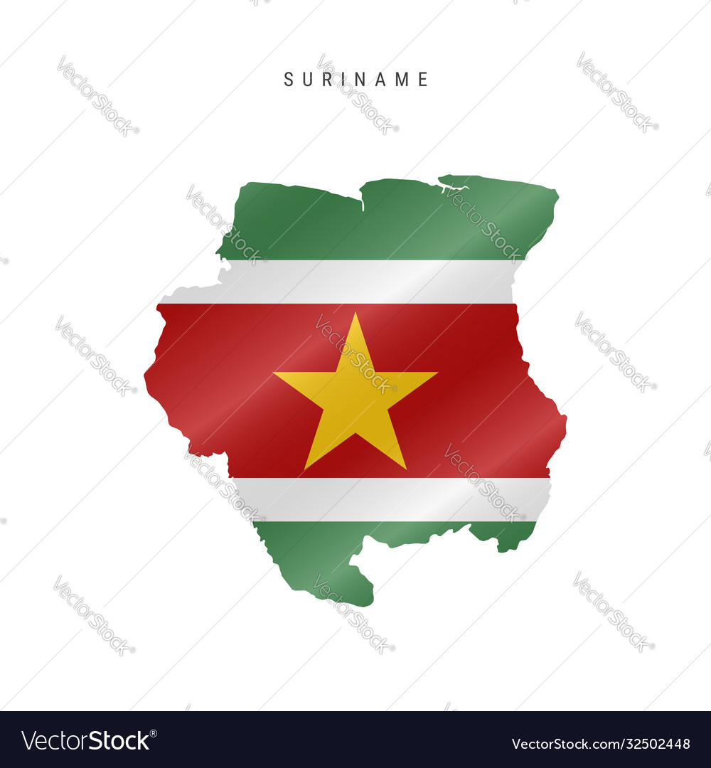 Waving flag map suriname Royalty Free Vector Image