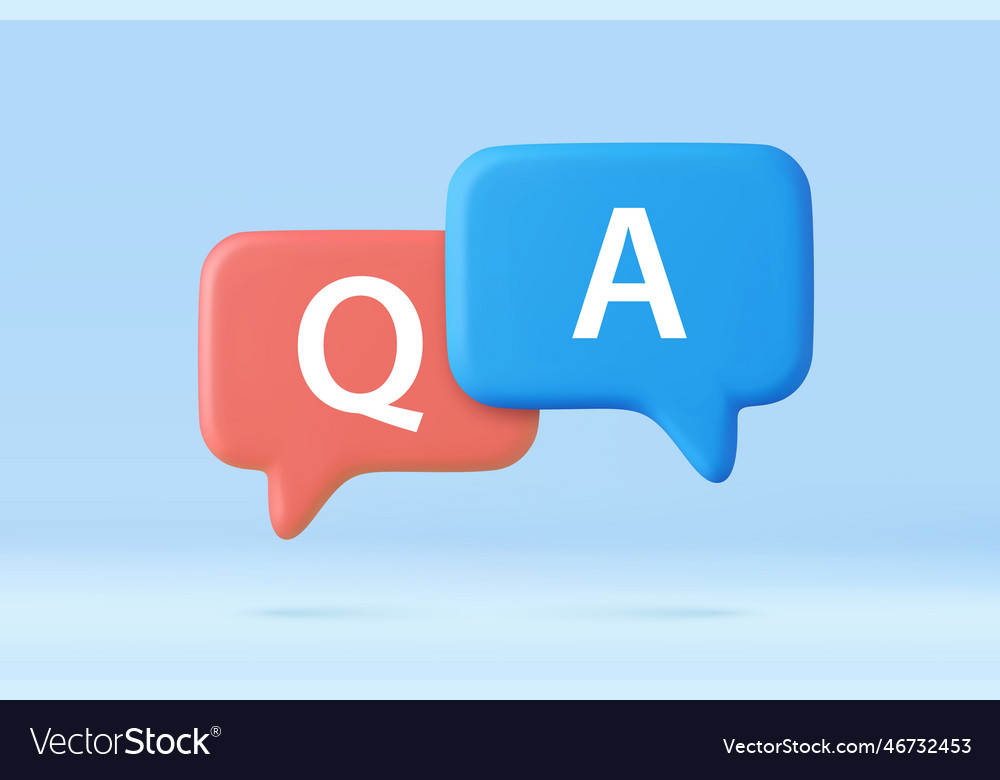 3d speech bubble with q and a letters Royalty Free Vector