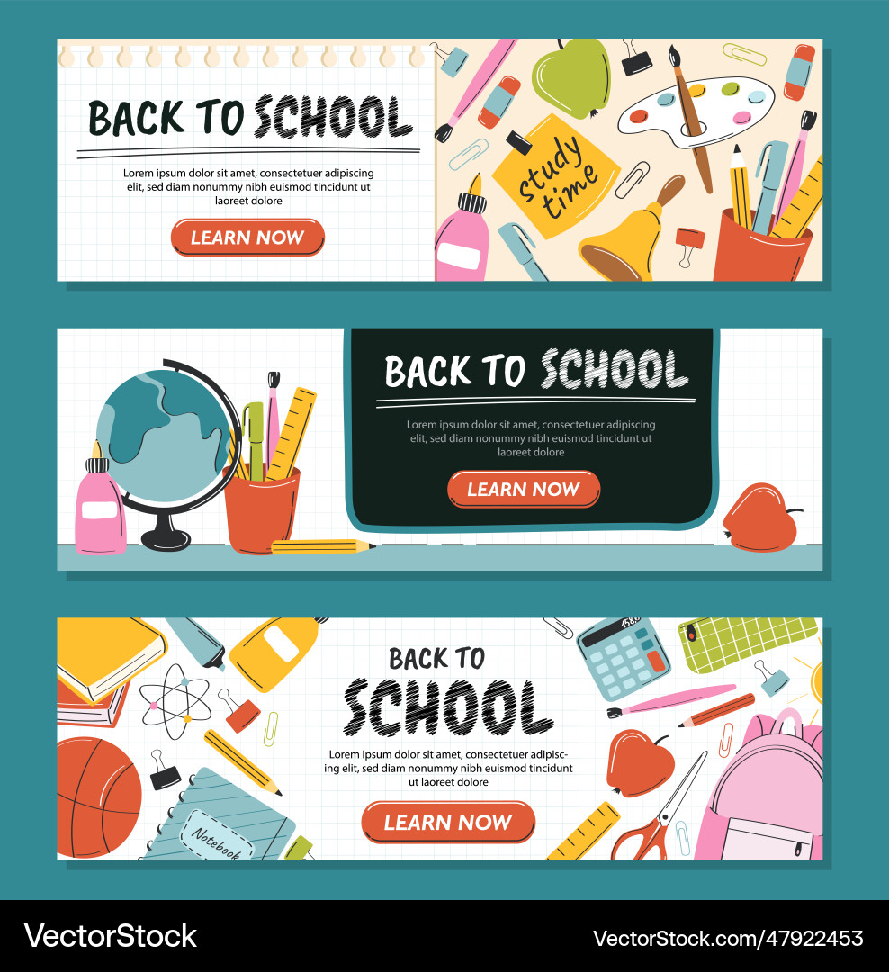 Back to school banners set Royalty Free Vector Image