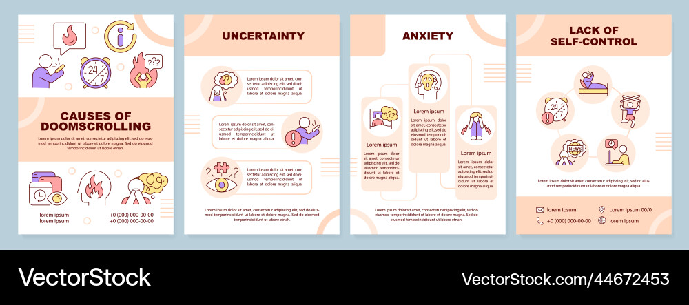 Causes Of Doomscrolling Brochure Template Vector Image