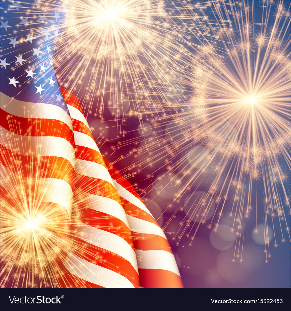 Fireworks background for 4th of july independense Vector Image