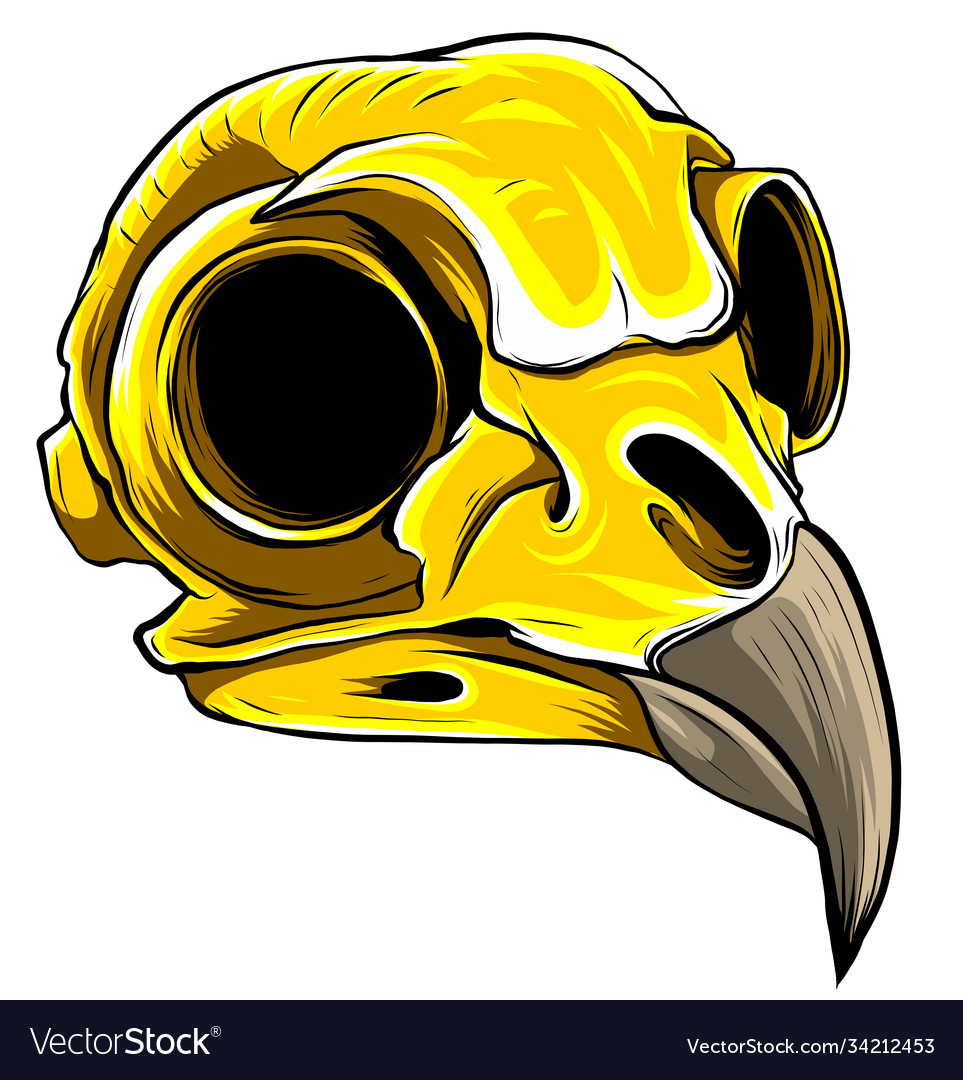Gold eagle skull on white background Royalty Free Vector