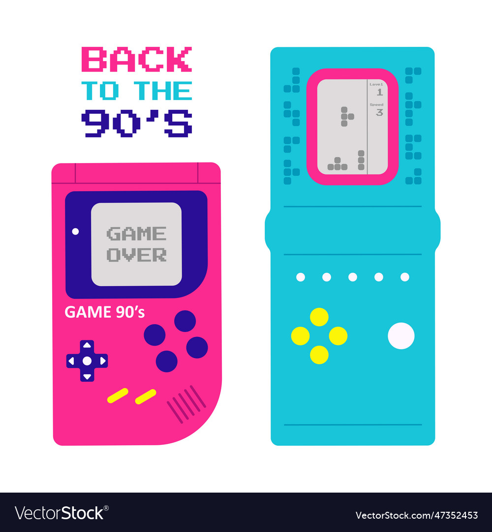 Old portable consol games retro games Royalty Free Vector