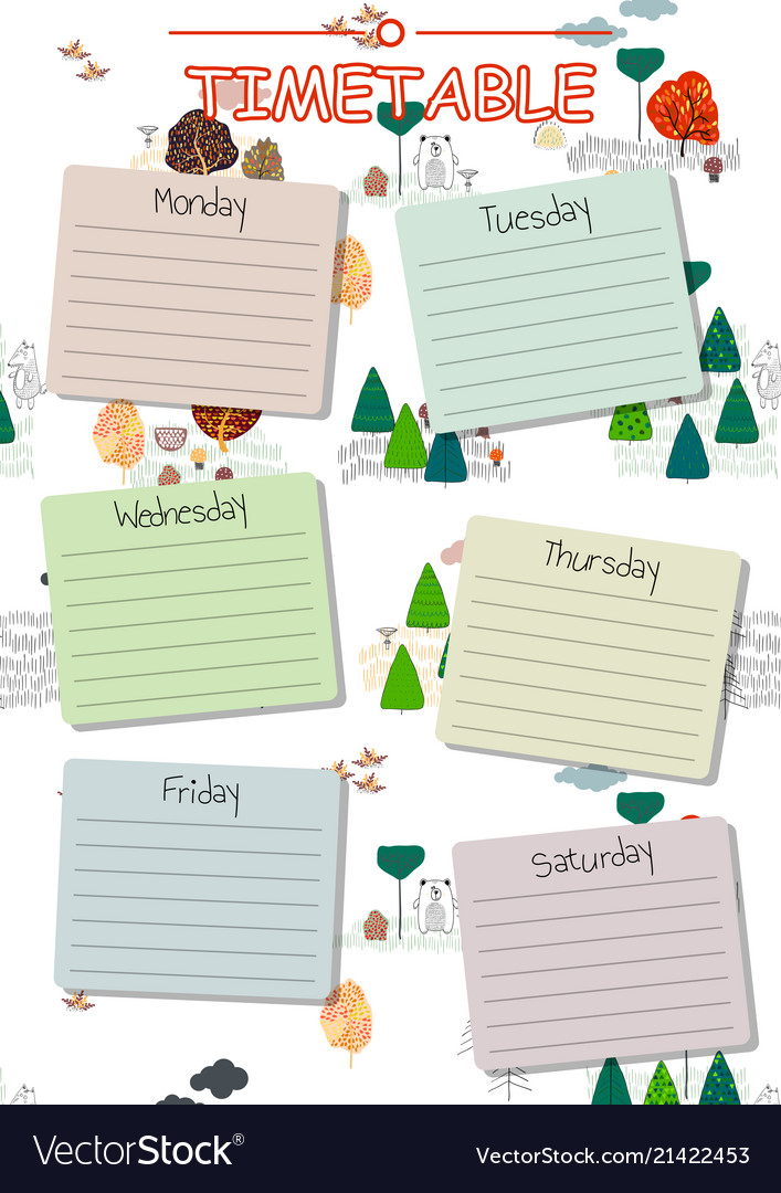 School timetable background for students or pupils