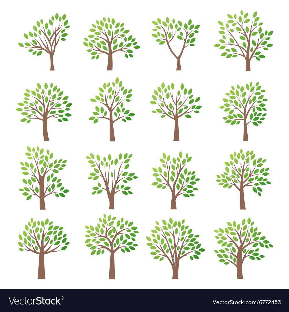 Stylized tree collection Royalty Free Vector Image