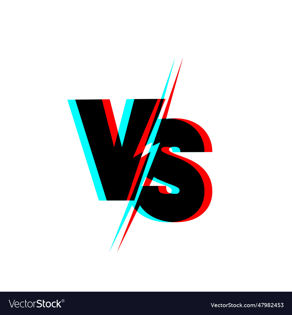 Versus sign symbol with glitch effect Royalty Free Vector