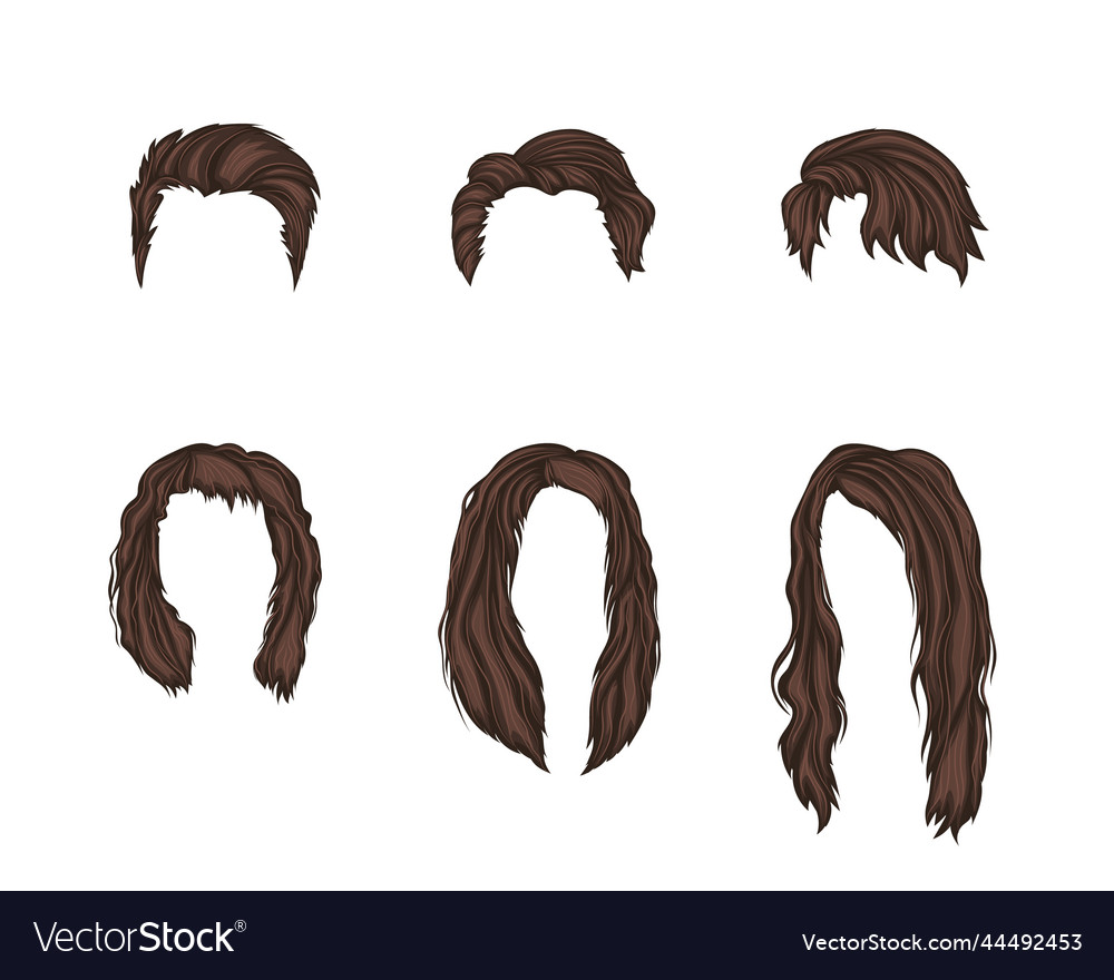 Womens and mens wigs template set Royalty Free Vector Image