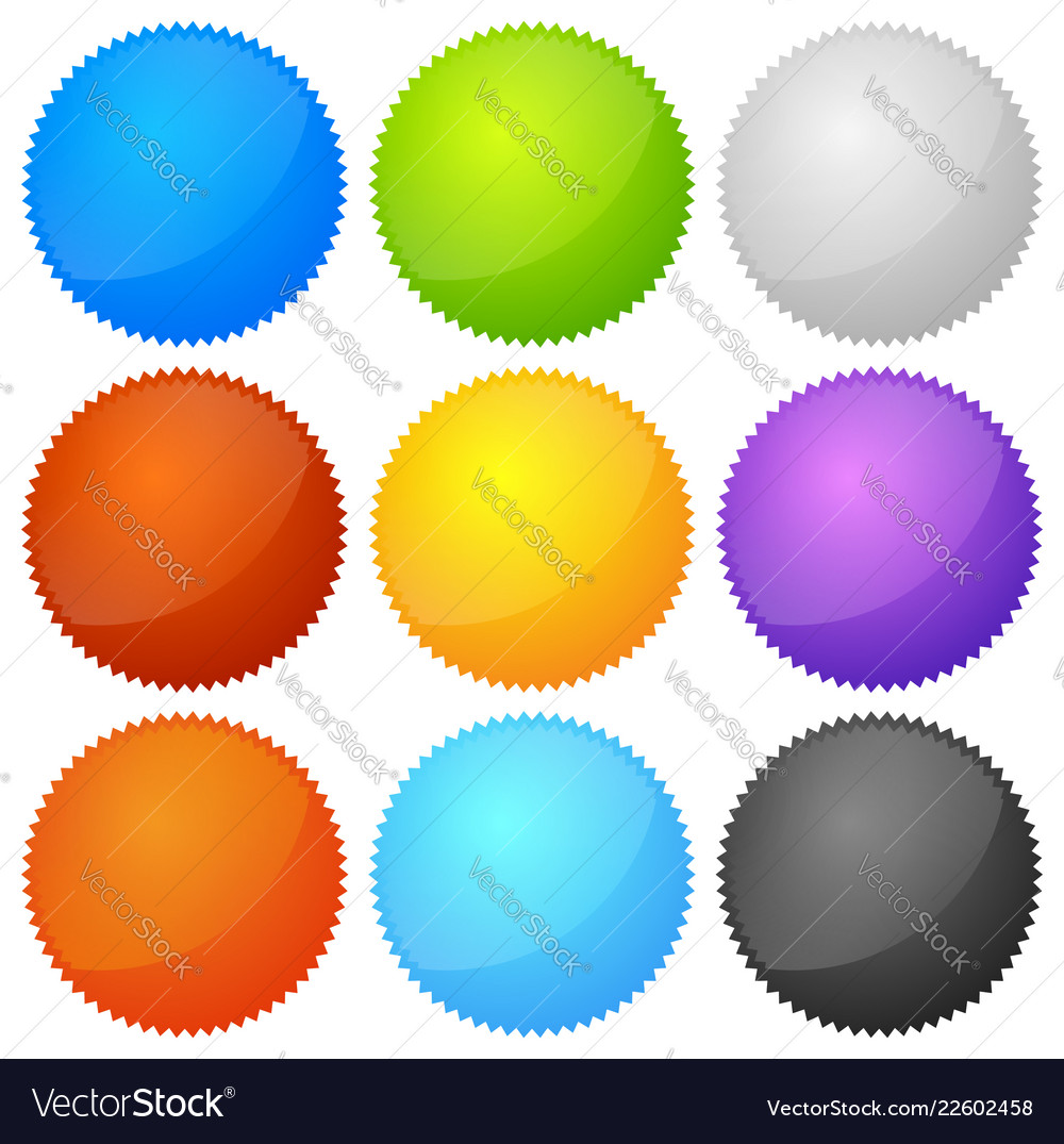 Colorful starburst badge shapes with empty space Vector Image