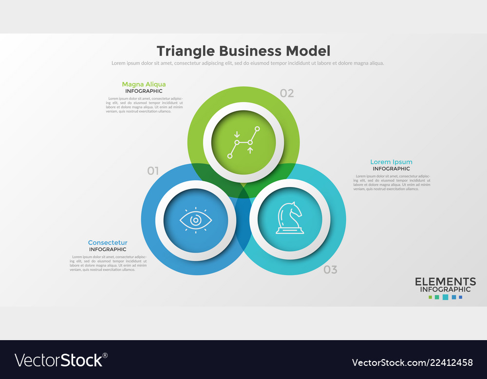 Concept of triangle business model with 3 options Vector Image
