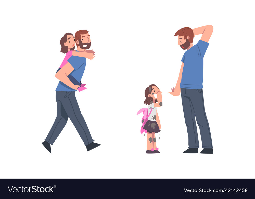 Dads having good time with their kids set father Vector Image