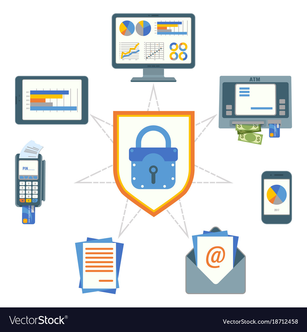 Data security poster with elements Royalty Free Vector Image