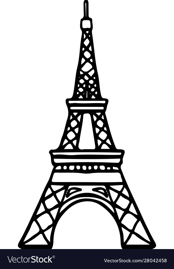 eiffel tower icon over white background, silhouette style, vector