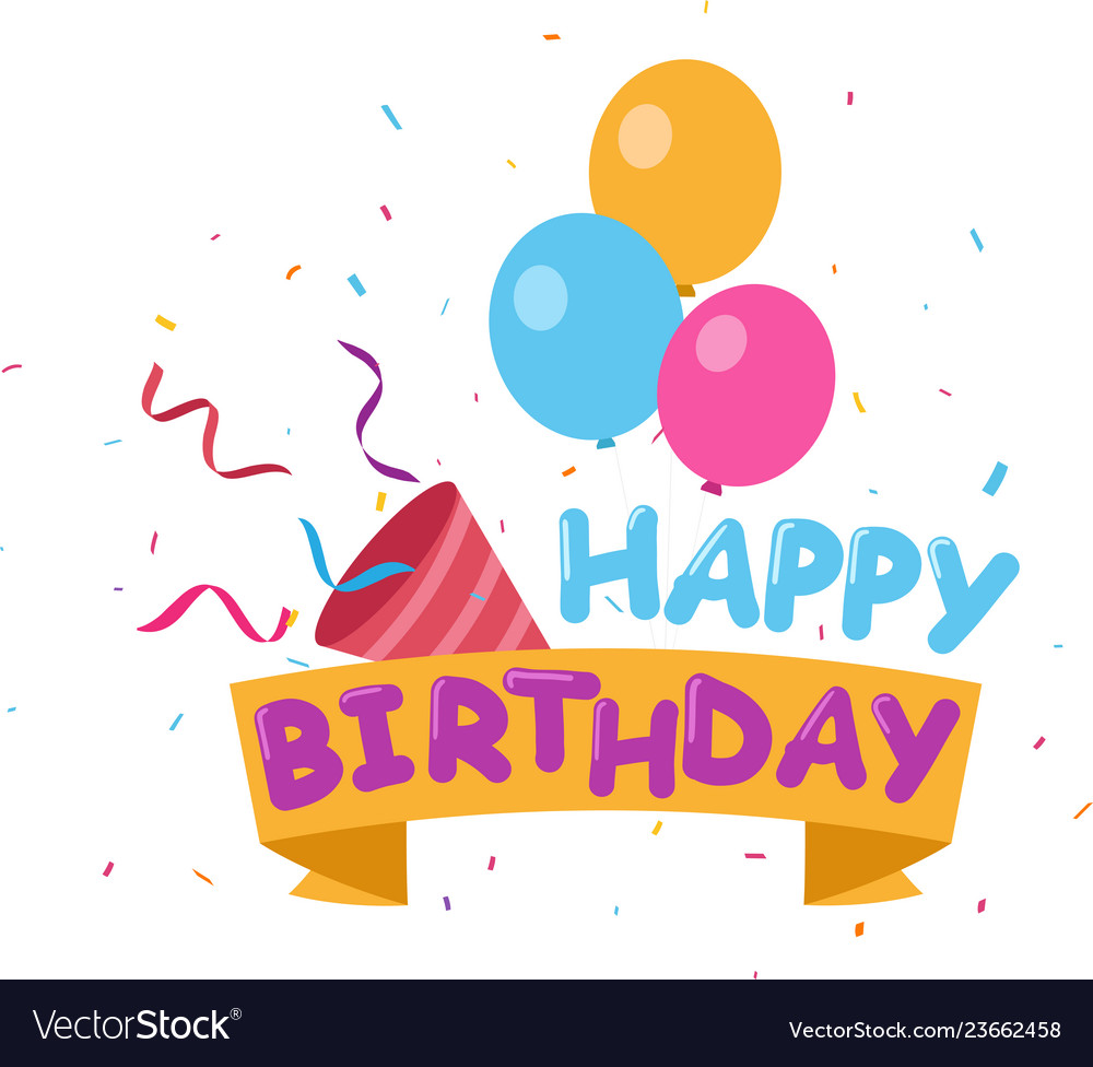 Flat happy birthday background Royalty Free Vector Image